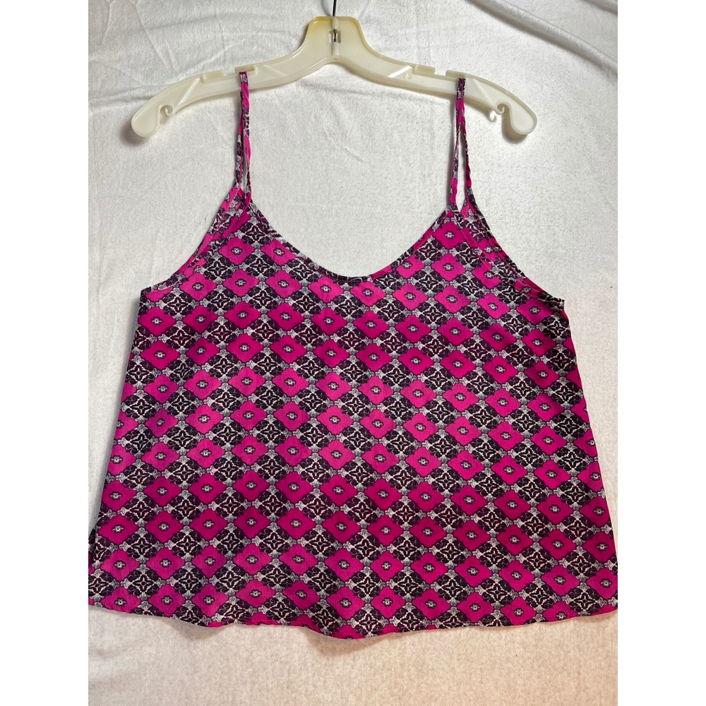 Dee Elle Pink Geometric Medallion Camisole V-Neck Spaghetti Strap Top Small Crop
